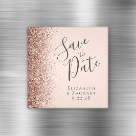 Roséguld glitter Skript Spara datumet Magnet