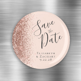 Roséguld glitter Skript Spara datumet Magnet