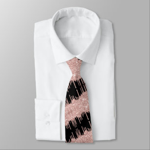 Roséguld glitter svart halsduk slips
