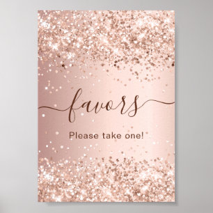 Roséguld glitterdamm partygåva skylt