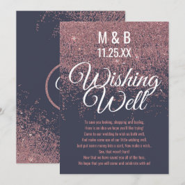 Roséguld glittergnistande marinblå önskebrunn inbjudningar