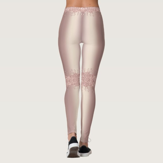 Roséguld glittergnistrande droppar Leggings (Baksida)