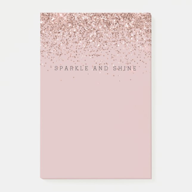 Roséguld Glitterimitation Post-it Block (Framsida)