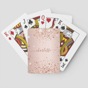 Roséguld glittermonogram manus casinokort