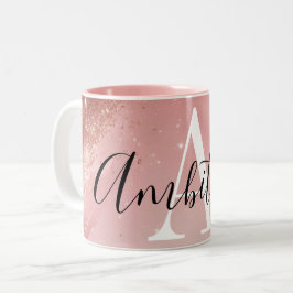 Roséguld glittermonogrammug – Personligt namn Två-Tonad Mugg