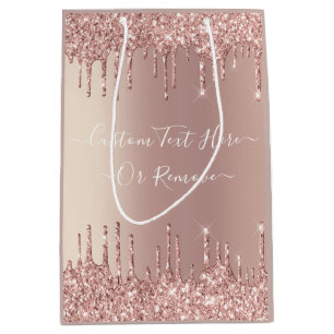 Roséguld glitterpresentpåse med anpassad text