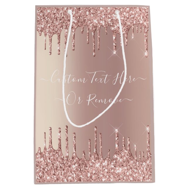 Roséguld glitterpresentpåse med anpassad text (Framsidan)
