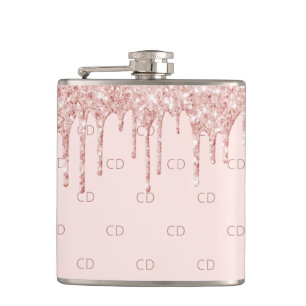 Roséguld glitterrosa monograminitialer fickplunta