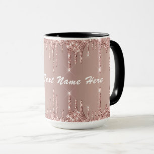 Roséguld Glittrande Kaffe Mugg Personlig Text