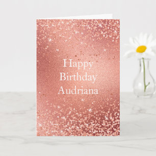 Roséguld Glittrig Glitter Gnistrande Födelsedag Kort