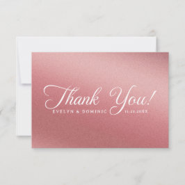 Roséguld Gradient Modern Minimalistisk Bröllop Tack Kort