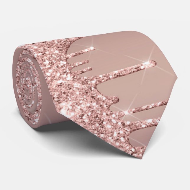 Roséguld kindross halsduk glittrig slips (Rullad)