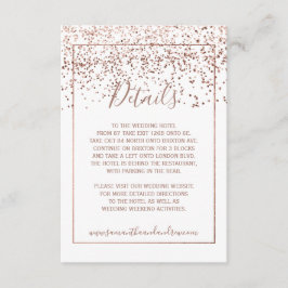 Roséguld konfetti med vita typografidetaljer tilläggskort