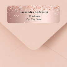 Roséguld konfetti returadress