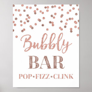 Roséguld Konfettibubbelt Barskylt Poster