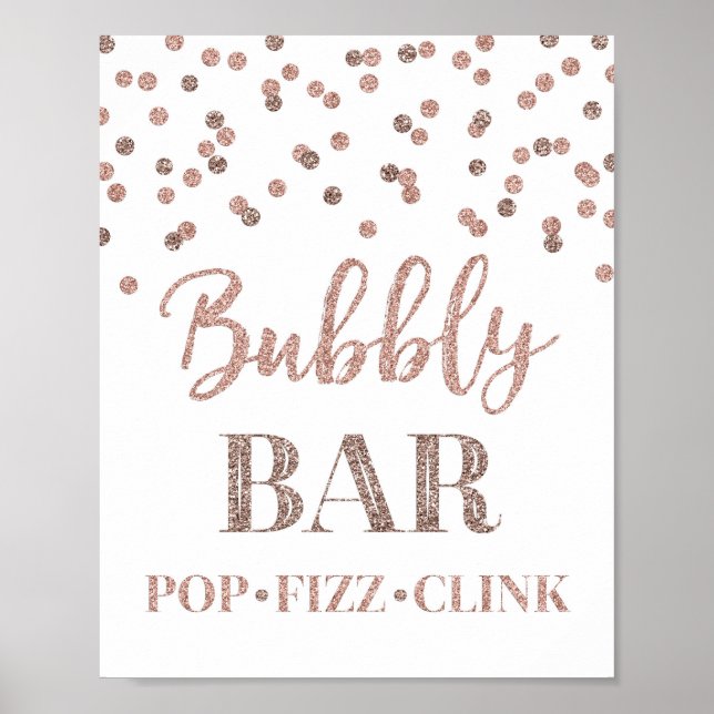 Roséguld Konfettibubbelt Barskylt Poster (Framsidan)