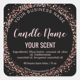 roséguld ljusstickermärke sojaljus fyrkantigt klistermärke