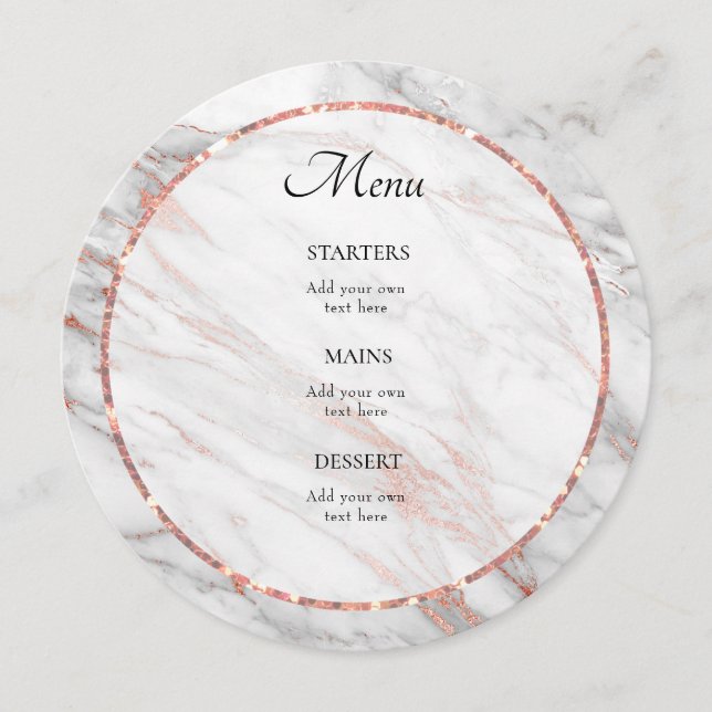 roséguld marmorerad elegant meny (Framsida)