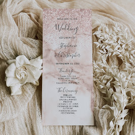 Roséguld marmorerad glitter elegant bröllopsprogra