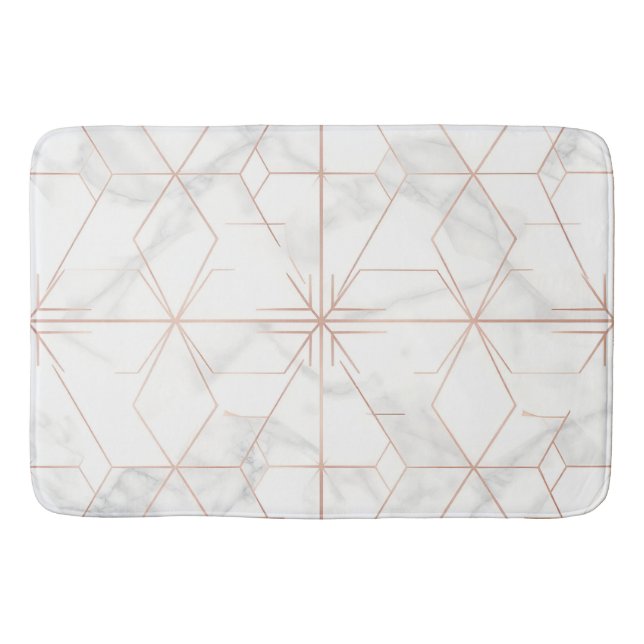 Roséguld marmorerat geometriskt mönster badrumsmatta (Framsidan)