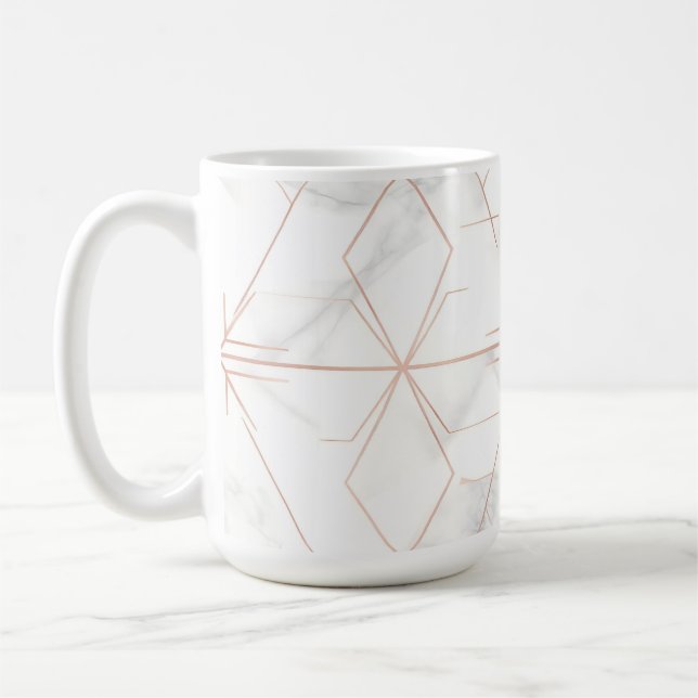 Roséguld marmorerat geometriskt mönster kaffemugg (Vänster)
