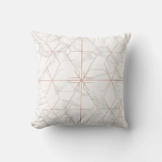 Roséguld marmorerat geometriskt mönster kudde (Framsida)