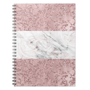 Roséguld Modern Glam Marmor & Glitter Dekorativ Anteckningsbok
