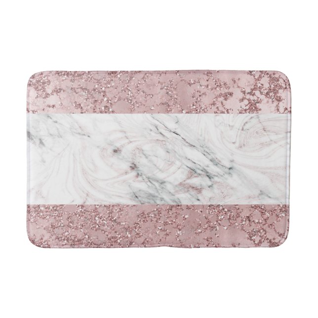 Roséguld Modern Glamour Marmor & Glitter Dekorativ Badrumsmatta (Framsidan)