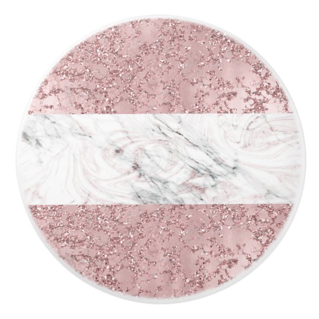 Roséguld Modern Glamour Marmor & Glitter Dekorativ Knopp (Framsidan)