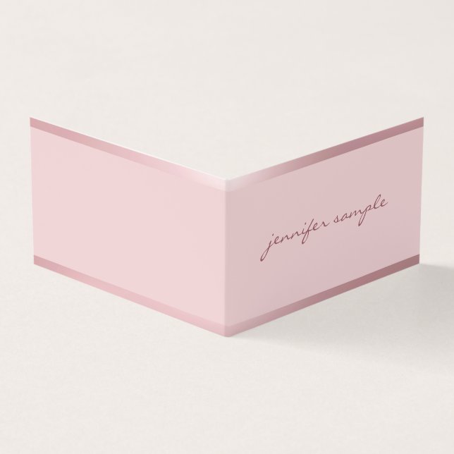 Roséguld Modern Handskriven Namn Elegant Visitkort (Utsida)