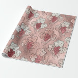 Roséguld och pastellrosa fransk vin-tema presentpapper<br><div class="desc">Paris vintage druva vingårdsmönster presentpapper..</div>