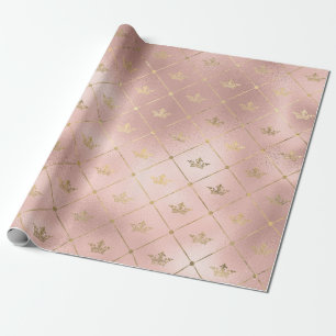 Roséguld och pastellrosa kronmönster presentpapper