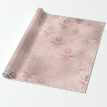 Roséguld och ros damask presentpapper<br><div class="desc">Roséguld och rosa folie vintage damask inslagspapper..</div>