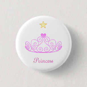 Roséguld Prinsess tiara, stjärna & kalligrafi Knapp
