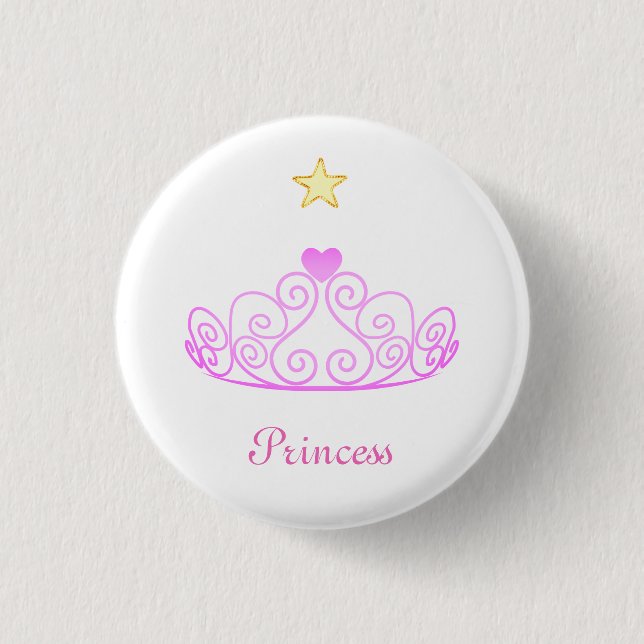 Roséguld Prinsess tiara, stjärna & kalligrafi Knapp (Framsida)