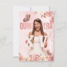 Roséguld Quinceanera Blommig Prinsessa Fjäril