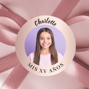 Roséguld Quinceañera-foto Runt Klistermärke