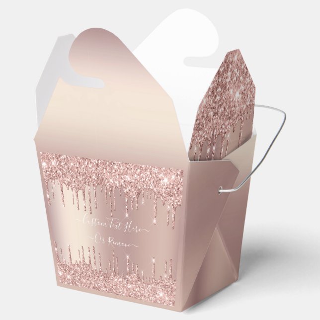 Roséguld Rodnad Glitter Gnistra Droppar Personlig Presentaskar (Öppnad)