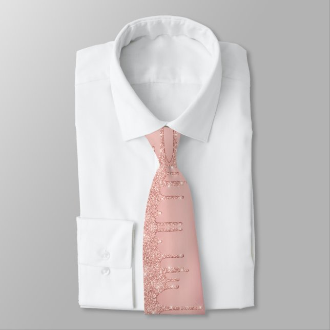 Roséguld Rodnad Glitter Gnistrande halsduk Slips (Bunden)