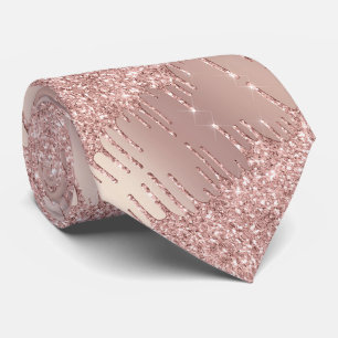 Roséguld Rodnad Glitterdroppar Fest Halsduk Slips