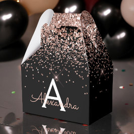 Roséguld Rodnad Rosa Svart Glitter Monogram Presentaskar