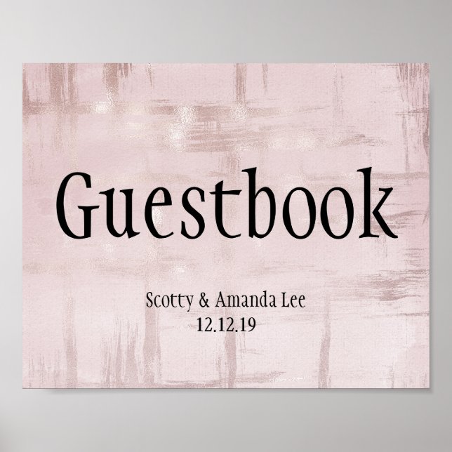 Roséguld & Rosa Anpassningsbara Bröllopsskyltar Poster (Framsidan)