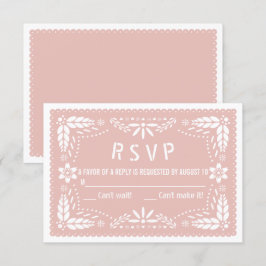 Roséguld rosa blommig papel picado baby shower OSA kort