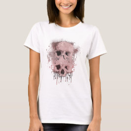 Roséguld Rosa Dödskalle Droppande Bläckstänk Grafi T Shirt