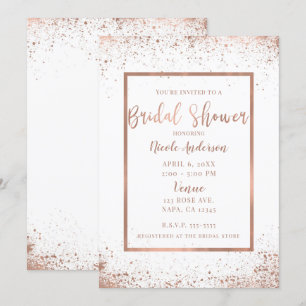 Roséguld Rosa Glam Modern Chic Bröllopsdusch Inbjudningar