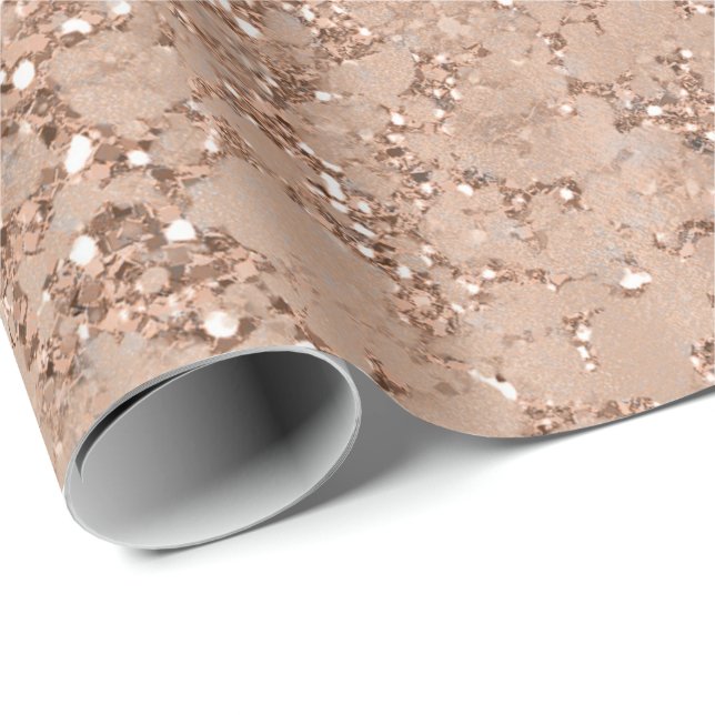 Roséguld Rosa Glamör Gnistrande Chic Presentpapper (Rullad Hörn)