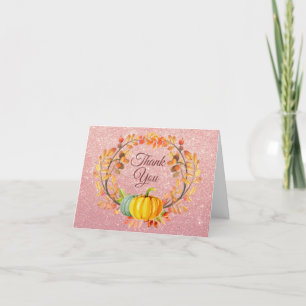 Roséguld Rosa Glitter Höst Pumpa Tackkort