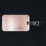 Roséguld - Rosa Glitter Metall Monogram Namn Bagagebricka<br><div class="desc">Roséguld - Rosa Falsk Folie Metallisk Glitter Borstad Metall Monogram Namn och Initial Väska eller Bagage Tag. Detta gör den perfekta söta 16-års födelsedag,  bröllop,  bröllops shower,  årsdag,  baby shower eller möhippa present för någon som älskar glamour lyx och chic stilar.</div>