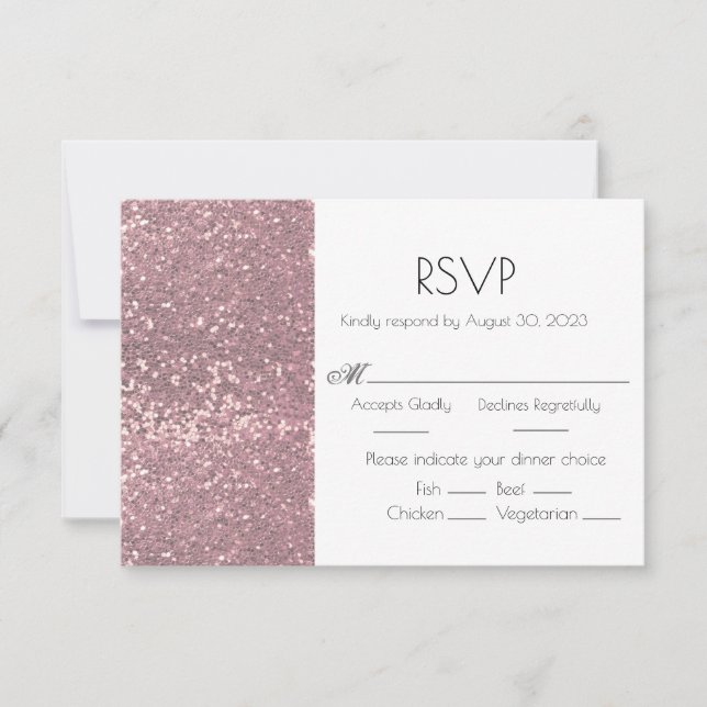 Roséguld Rosa Glitter RSVP-kort för Bröllop OSA Kort (Framsida)