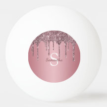 Roséguld Rosa Glitterdroppar Glitter Monogram Namn